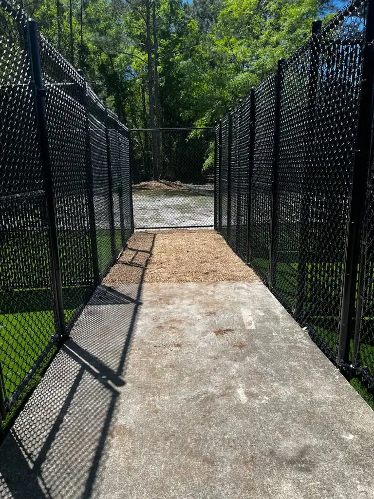 Secure fenced outdoor walkway